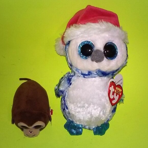TY Beanie Boo Icicle & Teeny tys Monkey Plush - Picture 1 of 8
